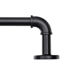 1 Inch Industrial Curtain Rods for Windows, Blackout Wrap-Around Rods, Rustic Matte Black