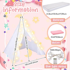 8-Pack Kids Teepee Tent Set for Sleepover Parties, White