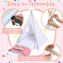 8-Pack Kids Teepee Tent Set for Sleepover Parties, White
