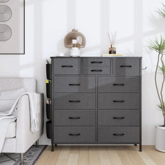 12 Drawer Fabric Dresser, Tall Bedroom Chest of Drawers with Storage