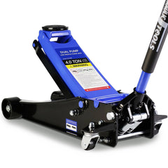 4-Ton Low-Profile Floor Jack with Dual Pump Pistons, 4"-21" Lift Range, 8,000-Lb. Capacity
