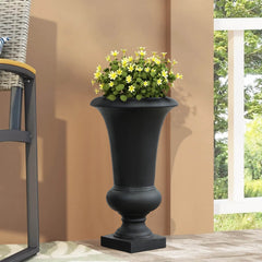 22.75" Tall Handmade Fiber Stone Urn Planter Pot, Decorative Outdoor Garden Flower Container for Patio and Home
