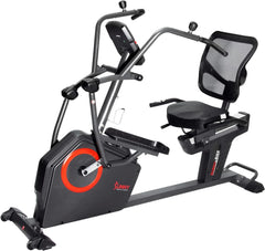 Electromagnetic Recumbent Cross Trainer Elliptical Bike with Arm Exercisers, Easy-Access Seat and Bluetooth Connectivity