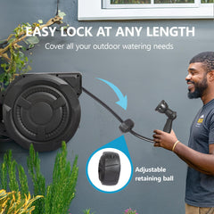 100 ft Wall Mounted Garden Hose Reel, 1/2 Inch Hose with 180° Swivel