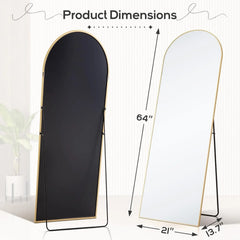21x64 Full Length Arched Mirror, Large Tall Body Dressing Mirror with Aluminum Alloy Frame, Stand and Wall Mount Option