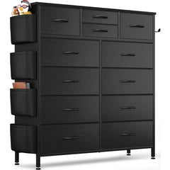 12 Drawer Fabric Dresser, Tall Bedroom Chest of Drawers with Storage