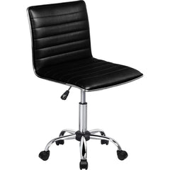 Adjustable Mid-Back Armless Swivel Office Chair, Ribbed Task and Vanity Chair for Small Spaces