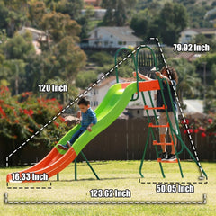 10-Foot Outdoor Playground Slide for Kids, Freestanding Plastic Backyard Slide, Large Swing Set Slide, Outdoor Play Equipment for Ages 4-8