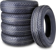 Set of 4 ST205/75R15 10-Ply Load Range E Steel-Belted Radial Trailer Tires with Scuff Guard