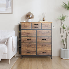 12 Drawer Fabric Dresser, Tall Bedroom Chest of Drawers with Storage