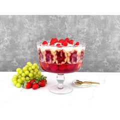 Large Glass Trifle Bowl with Scalloped Design, 168 Oz. Dessert Serving Bowl