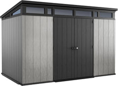 11 x 7-Ft. Resin Outdoor Storage Shed for Patio Furniture, Garden Tools, Bikes and Lawn Mowers