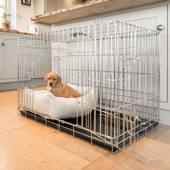 Cozy & Calming Puppy Cage Bed in Herringbone Tweed – Natural Herringbone, Without Personalization pour les activités extérieures